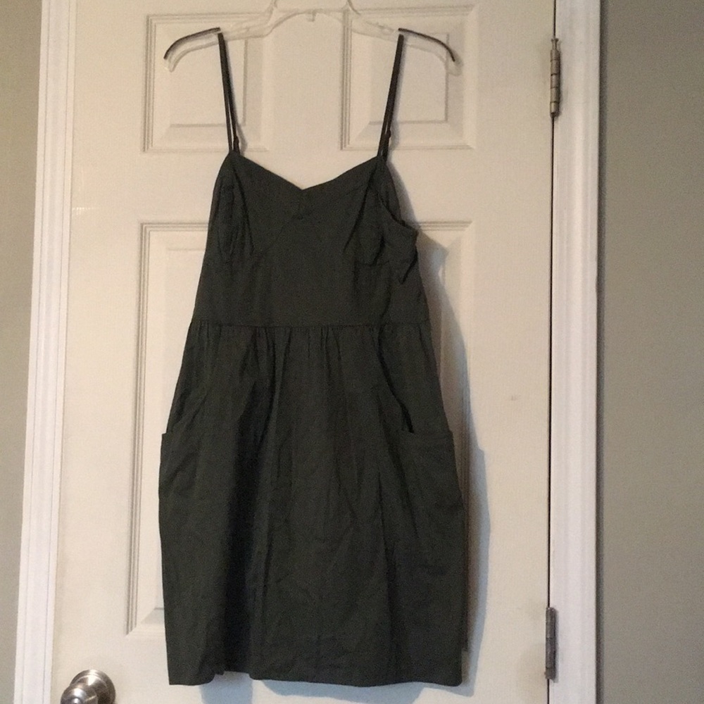 Army green spaghetti strap dress